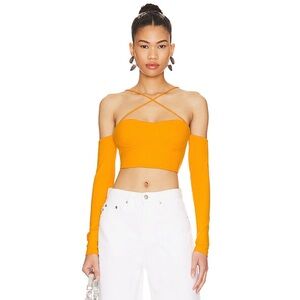 Superdown x Revolve Jayla Strappy Crop Top in Marigold